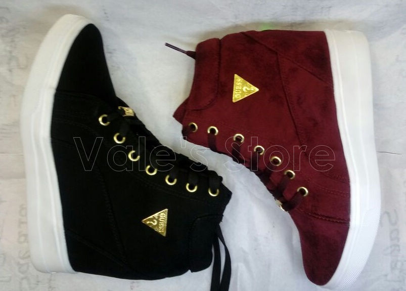 BOTINES GUESS COLOR NEGRO Y GUINDA