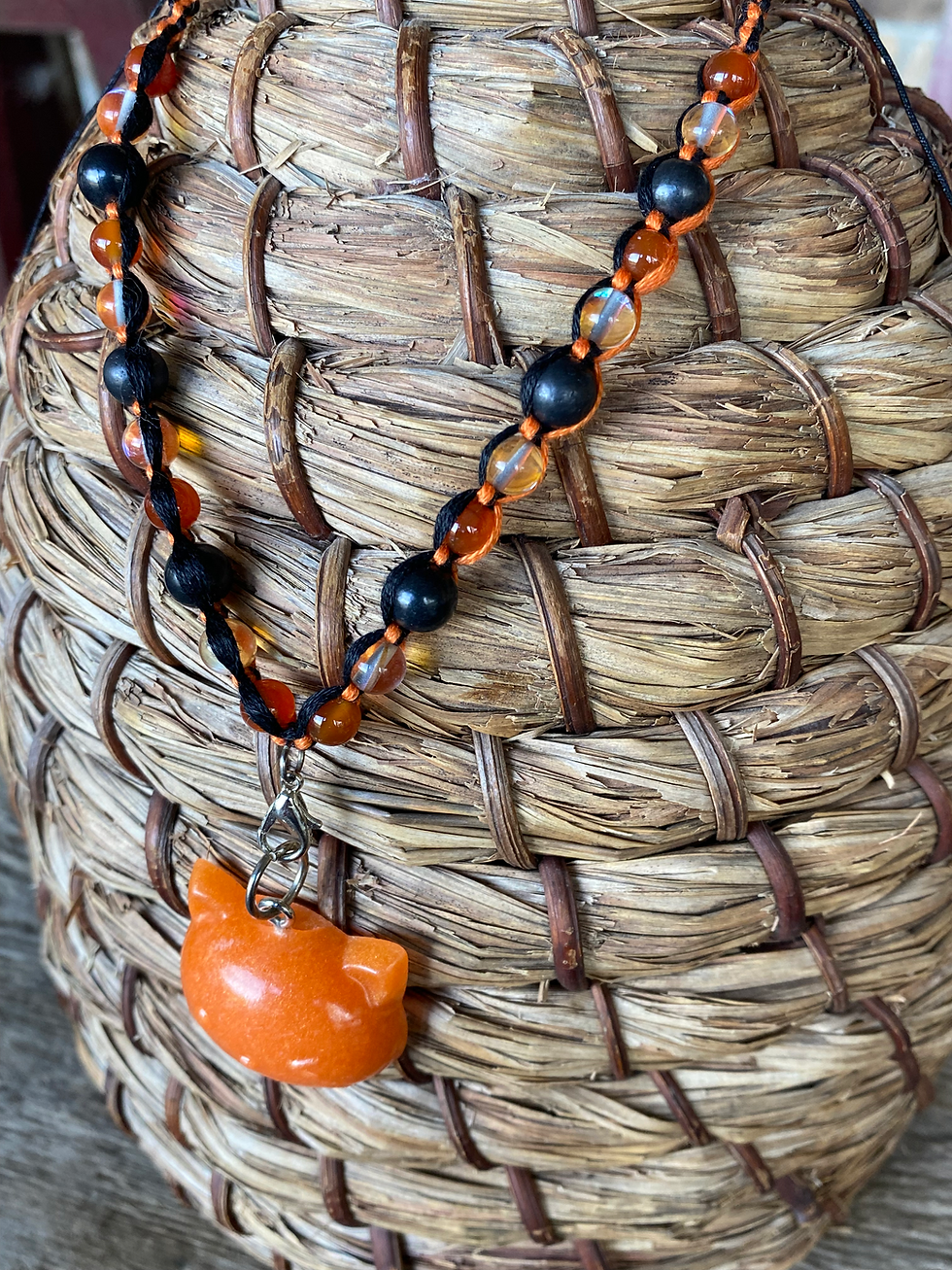 Thumbnail: Orange Mica & Selenite Kitty Shambala Cord