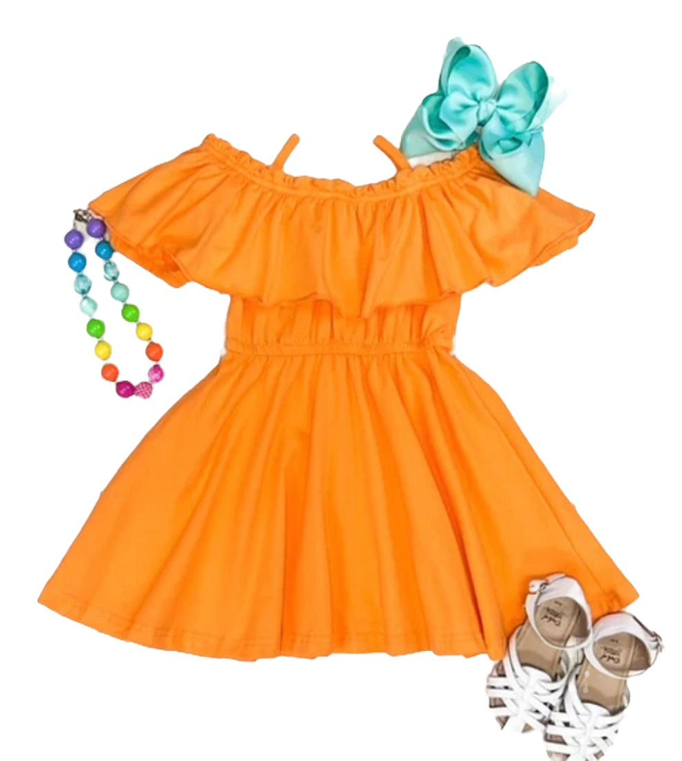 Orange Snuggly Princess Ruffle Dress 