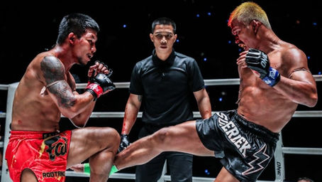 Muay Thai müsabakası yapan dövüşçü görseli - Dövüş Rehberim