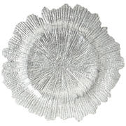 Silver Glass Reef Charger Plates rattan fringe charger dallas fort worth weather ford wedding rentals place settings linens tablecloths