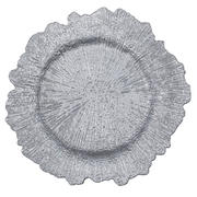 Silver Acrylic Reef Charger Plates rattan fringe charger dallas fort worth weather ford wedding rentals place settings linens tablecloths