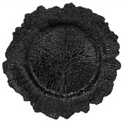 Black Acrylic Reef Charger Plates rattan fringe charger dallas fort worth weather ford wedding rentals place settings linens tablecloths