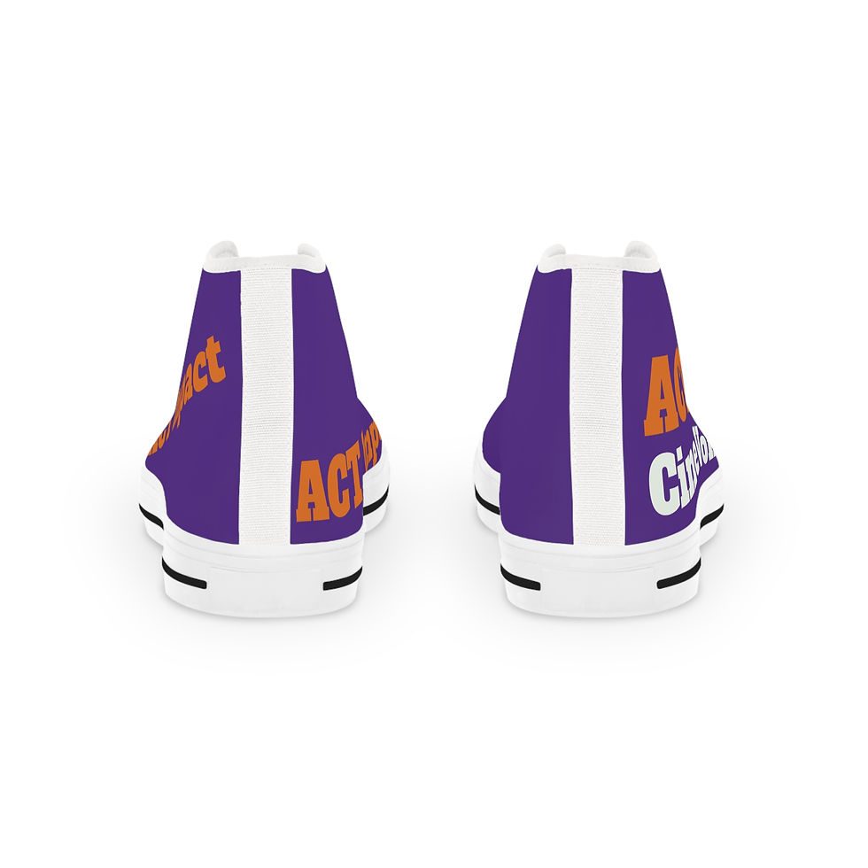 Thumbnail: High Top Sneakers with Bold Purple Design - Perfect for Casual Wear