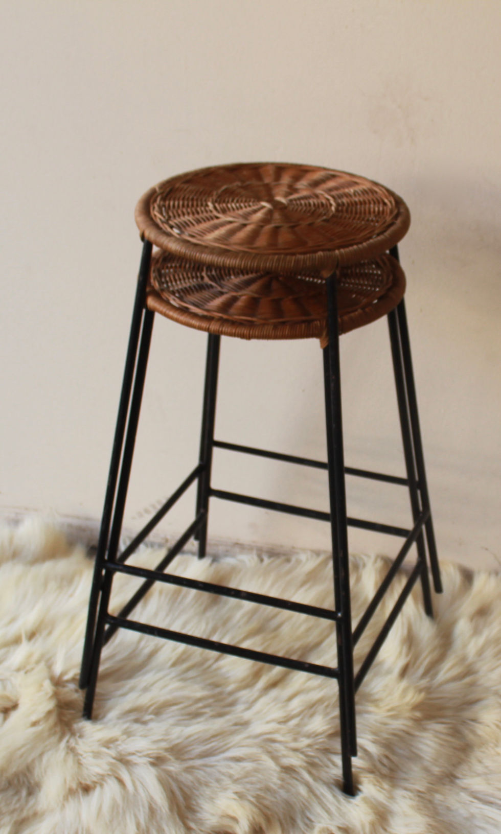 Miniature : Paire de tabourets en rotin