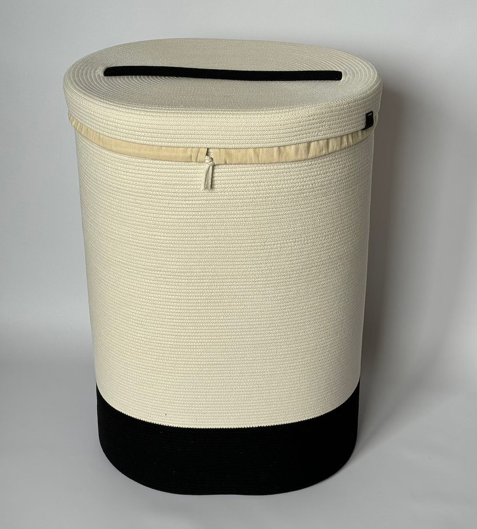 Кошик з кришкою, 35х45х55 см, айворі, чорний