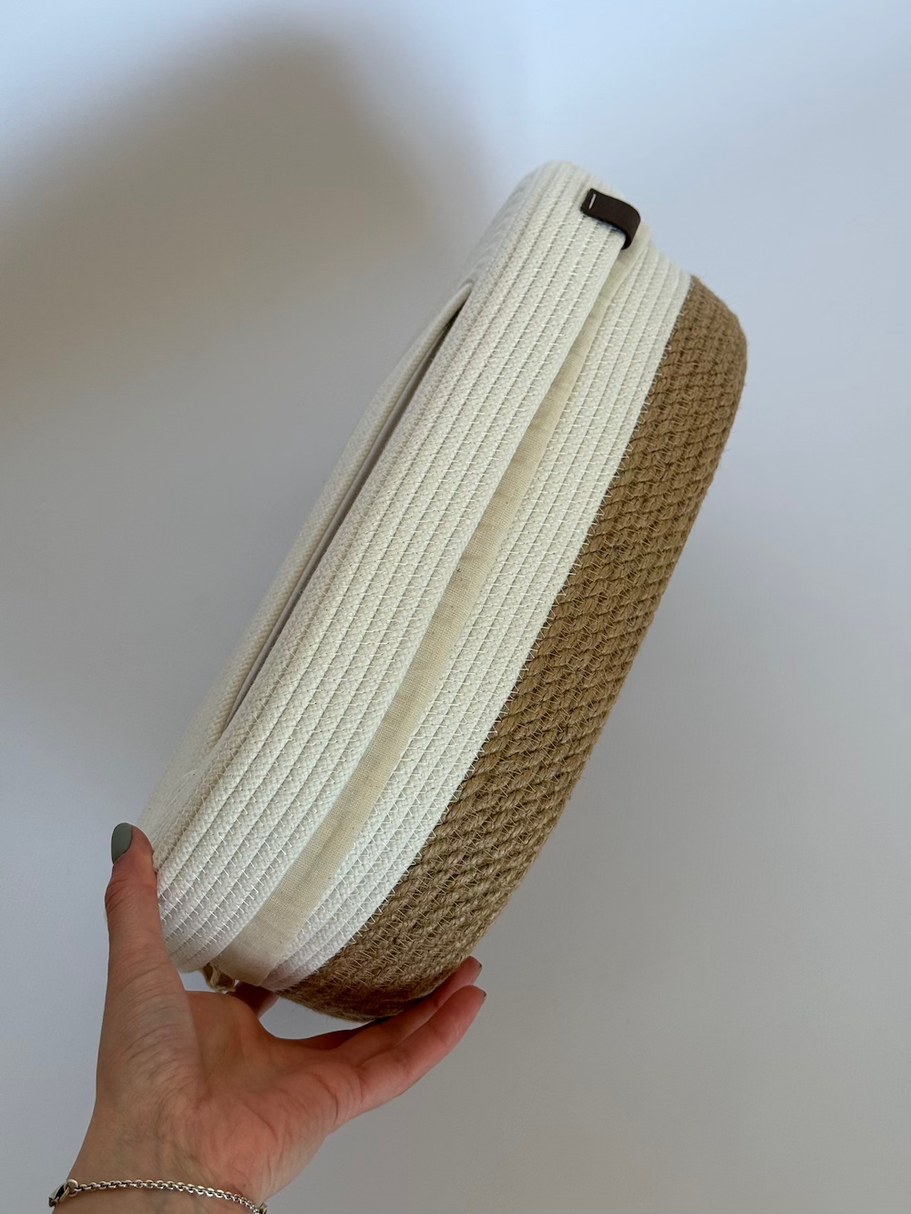 Хлібниця з ручкою, 36х19х12 см, джут, айворі