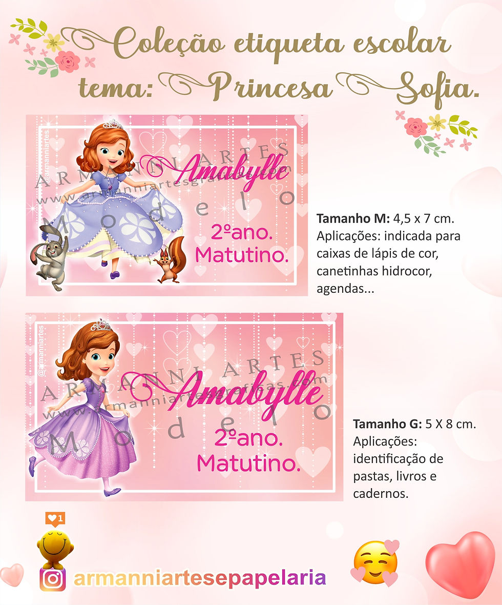 Thumbnail: Etiquetas escolares personalizadas - Princesa Sofia_conjunto 002