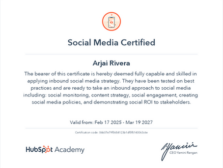 Social Media Ceritifcate 