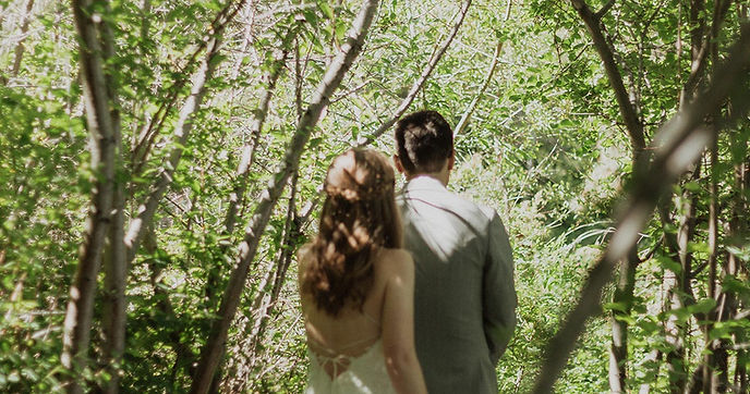 Couple on nature trail at Mountain Pines Meadow
