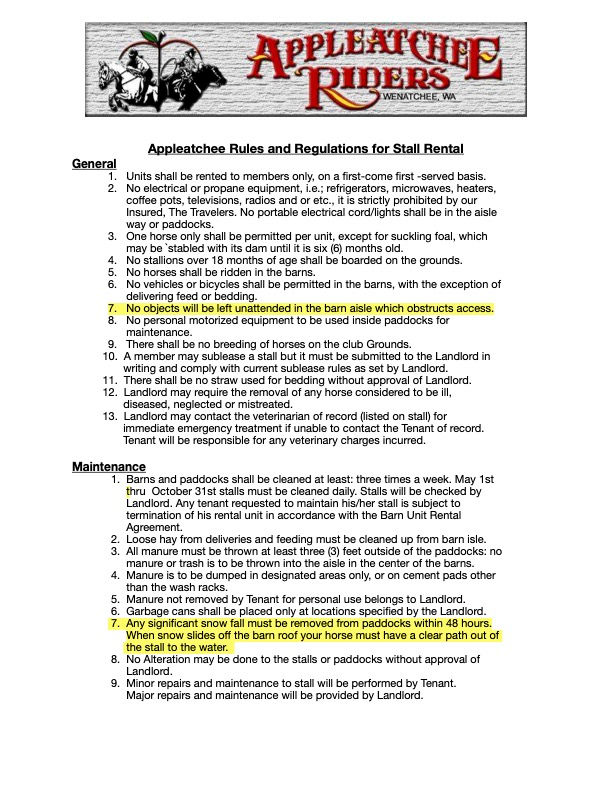 Barn Rental Rules