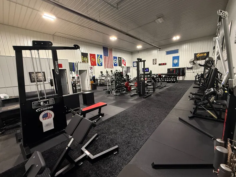 Liberty Barbell gym interior in Sioux Falls, with free weights and strength equipment