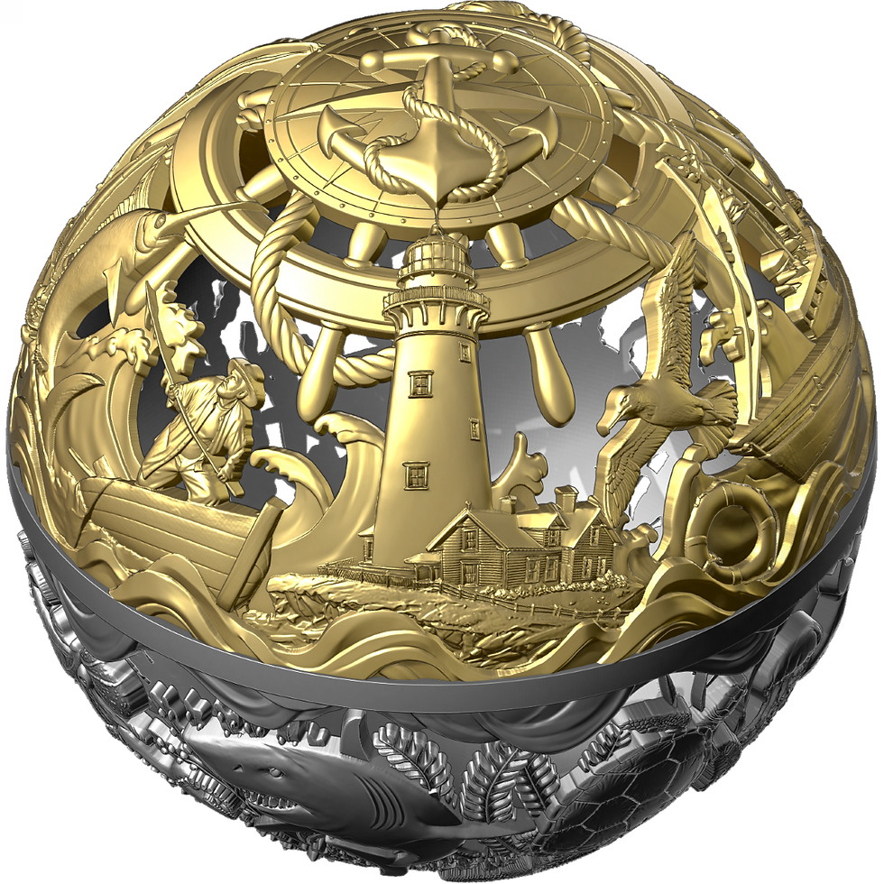 Thumbnail: 2026 Samoa Filigree Spherical Sea & Surface 2 oz Silver Antiqued Coin