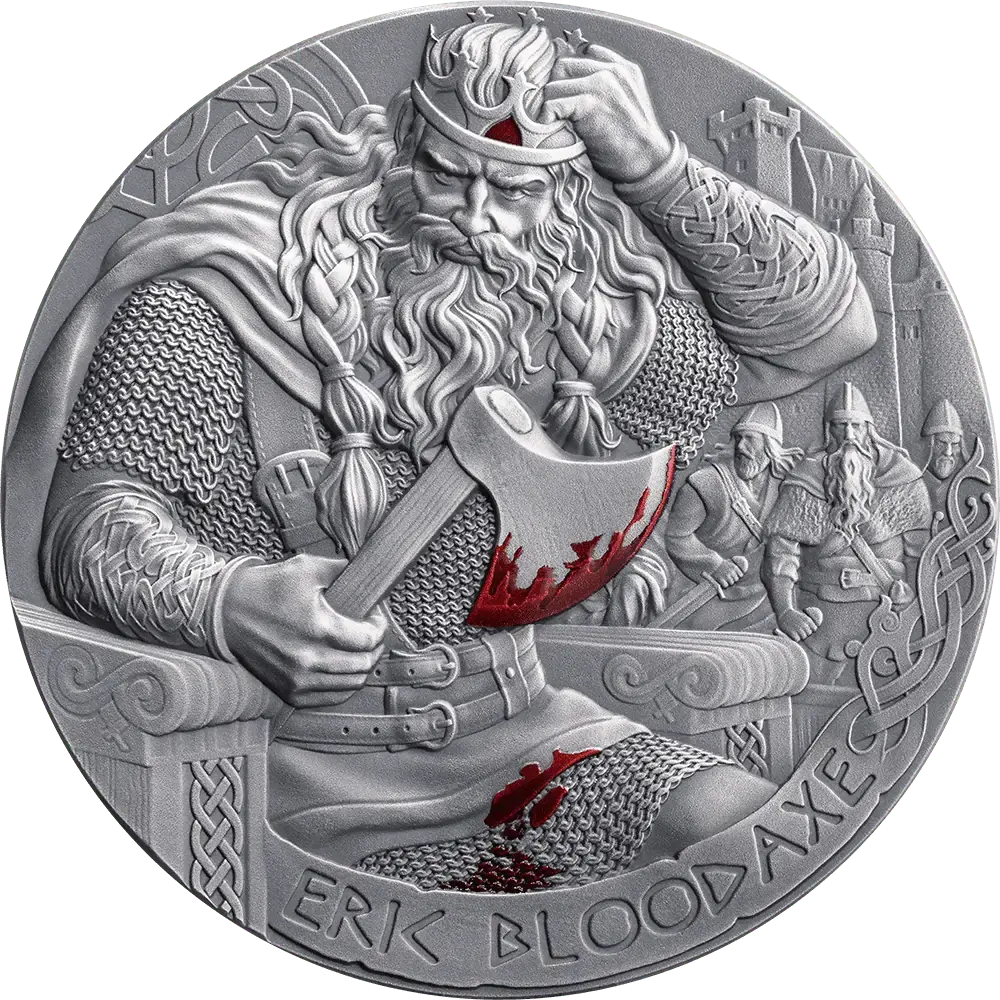 2026 Cameroon The Way to Valhalla – Eric Bloodaxe 2 oz Silver Antiqued Coin Front