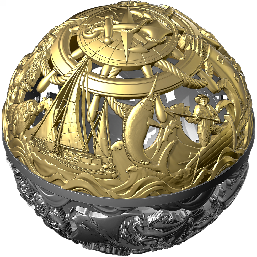Thumbnail: 2026 Samoa Filigree Spherical Sea & Surface 2 oz Silver Antiqued Coin