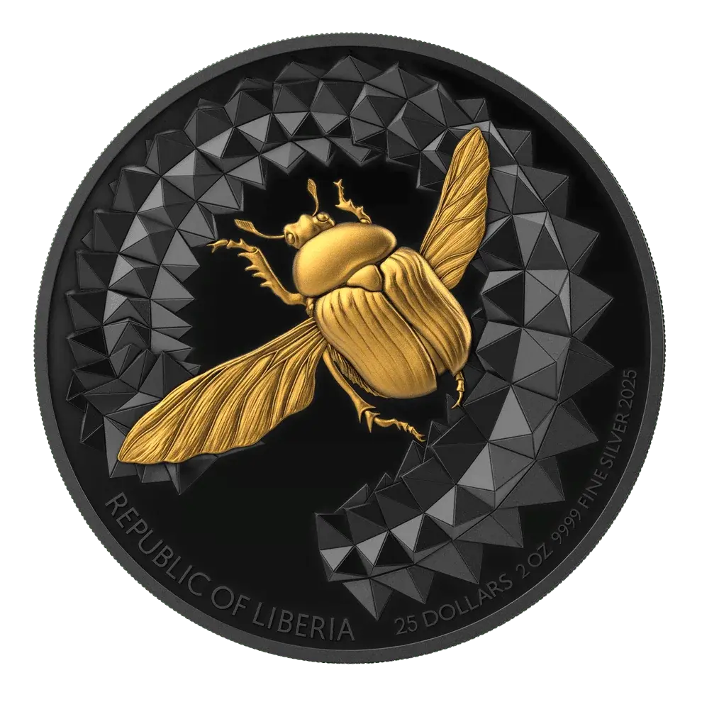 2025 Liberia Entoma Scarab 2 oz Silver Gilded High Relief Proof Coin