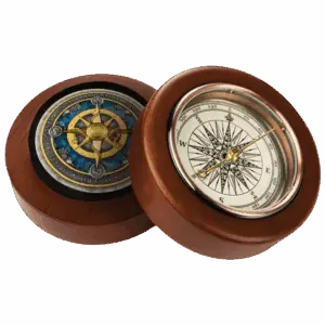 Thumbnail: 2026 Niue Compass Rose 2 oz Silver Antiqued Gilded Resin-Filled Coin with box