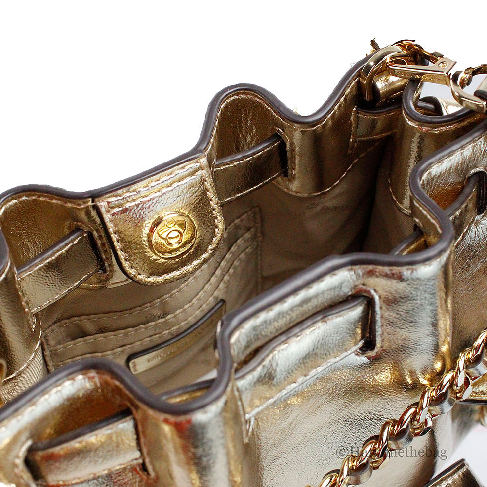 Thumbnail: Michael Kors Mina Belted Gold Vegan Leather Chain Crossbody Bag
