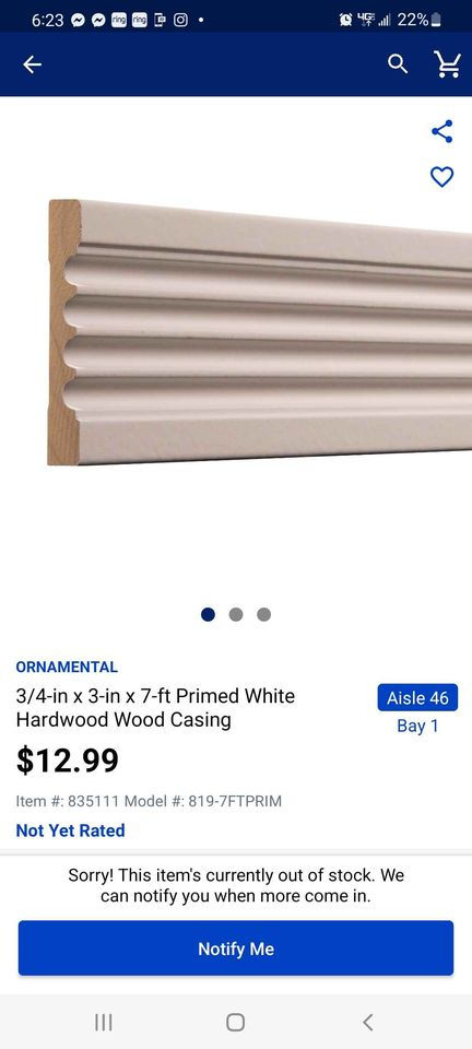 Thumbnail: Primed Hardwood Fluted casing 7ft