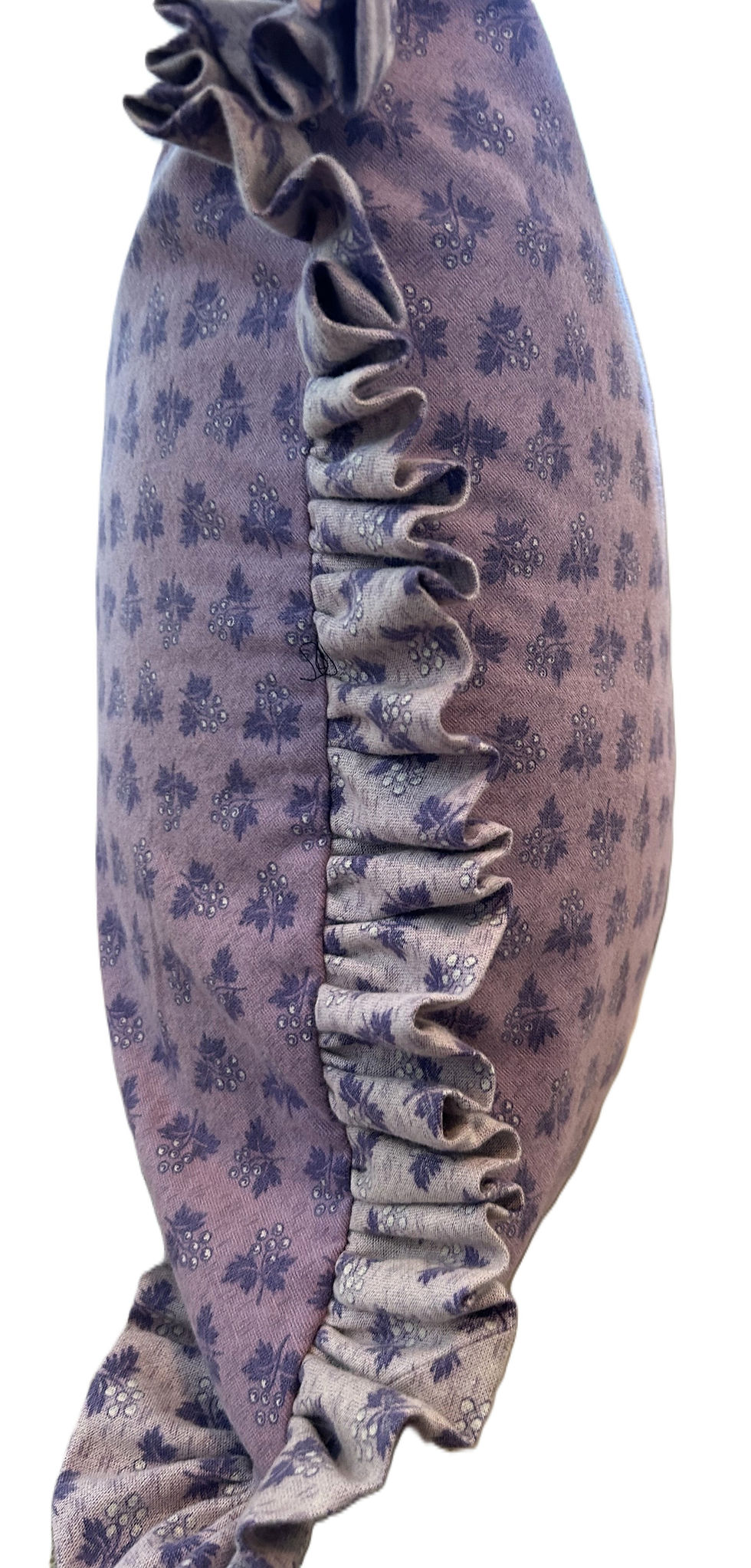 Thumbnail: The Purple Ruffled English Country Throw Pillow Cover brings a romantic cottage feel to any sofa, reading nook, or layered be