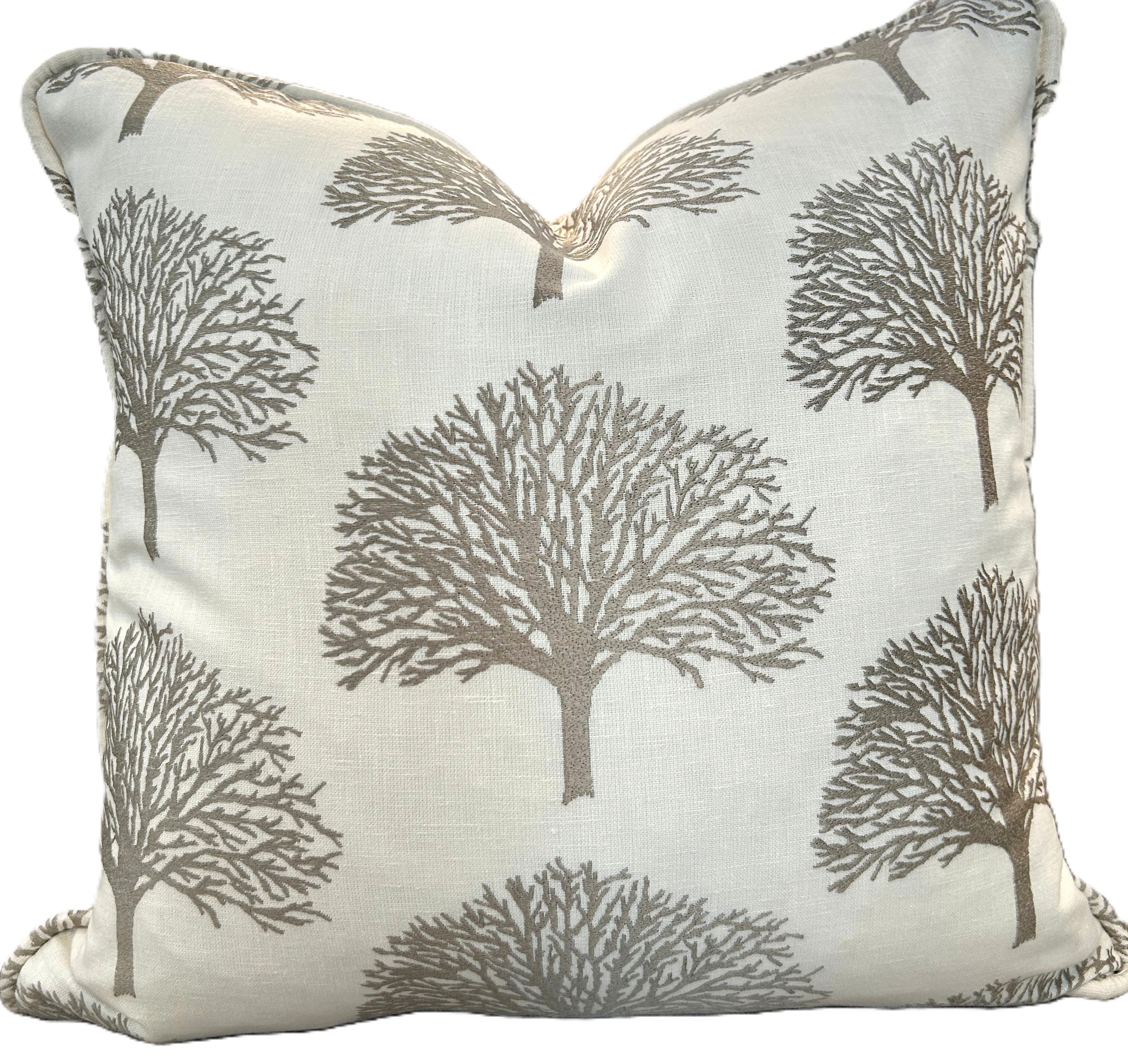 EMBROIDERED BRONZE TREESCAPE PILLOW COVER