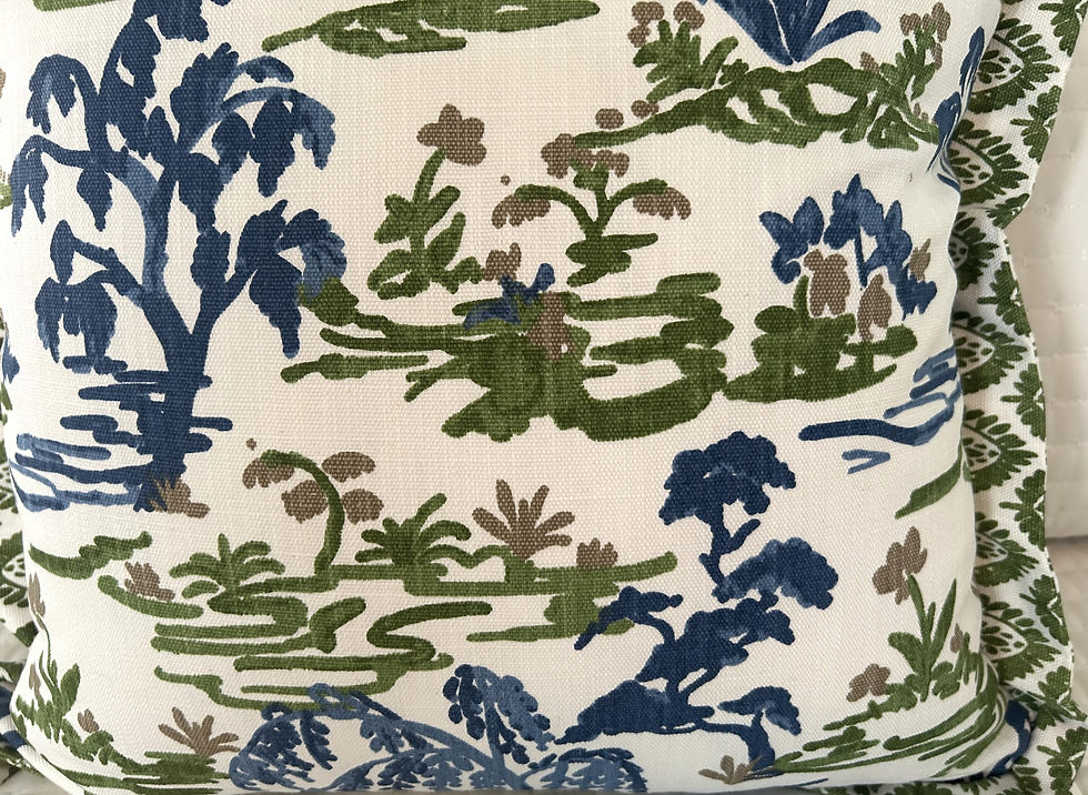 Thumbnail: The Chinoiserie Grasslands Throw Pillow Cover in Blue Green, brings a fresh mix of blue and green tones to your space with a