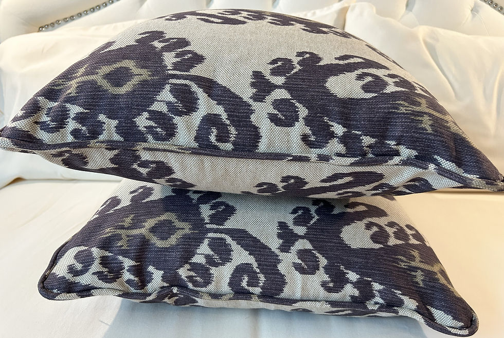 Thumbnail: Add a bold touch to your space with this IKAT PILLOW COVER featuring a custom fabric in aubergine with a large-scale pattern