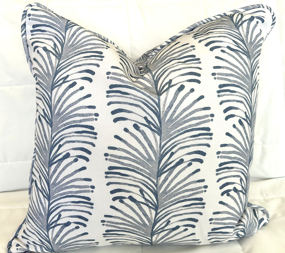 Thumbnail: This Abstract Blue Pine Needle Cotton Throw Pillow Cover features a contemporary design on a white background with coordinati
