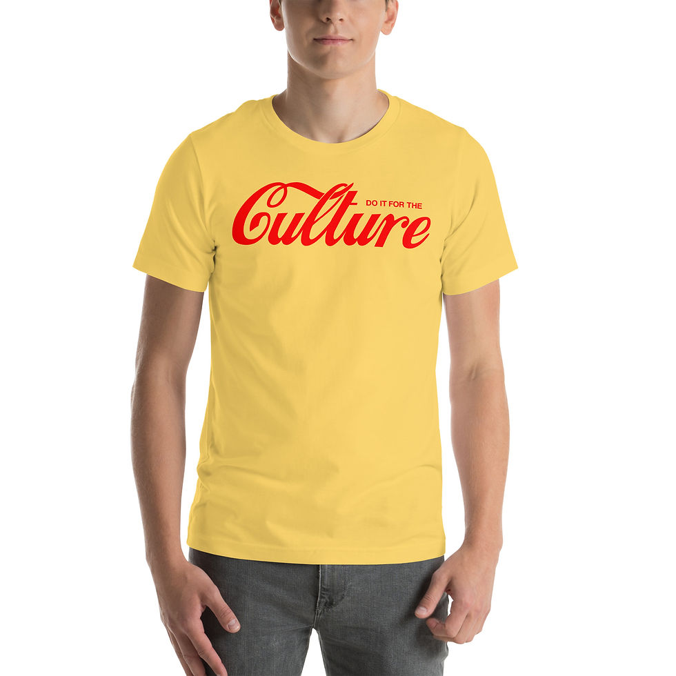 Close-up view of a folded "Do It For the Culture" shirt with bold lettering