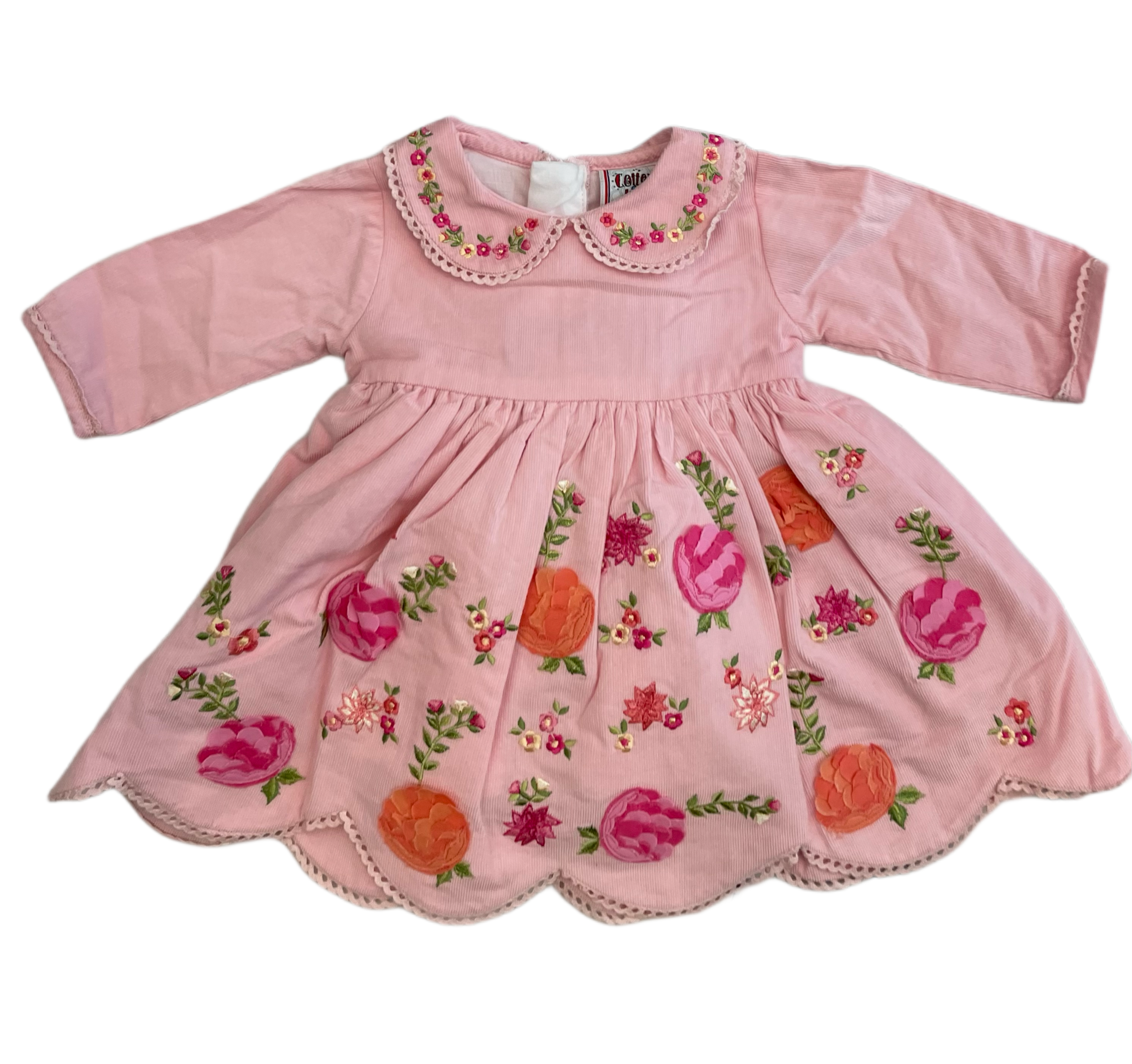 Cotton Kids Rose Embroidered Dress