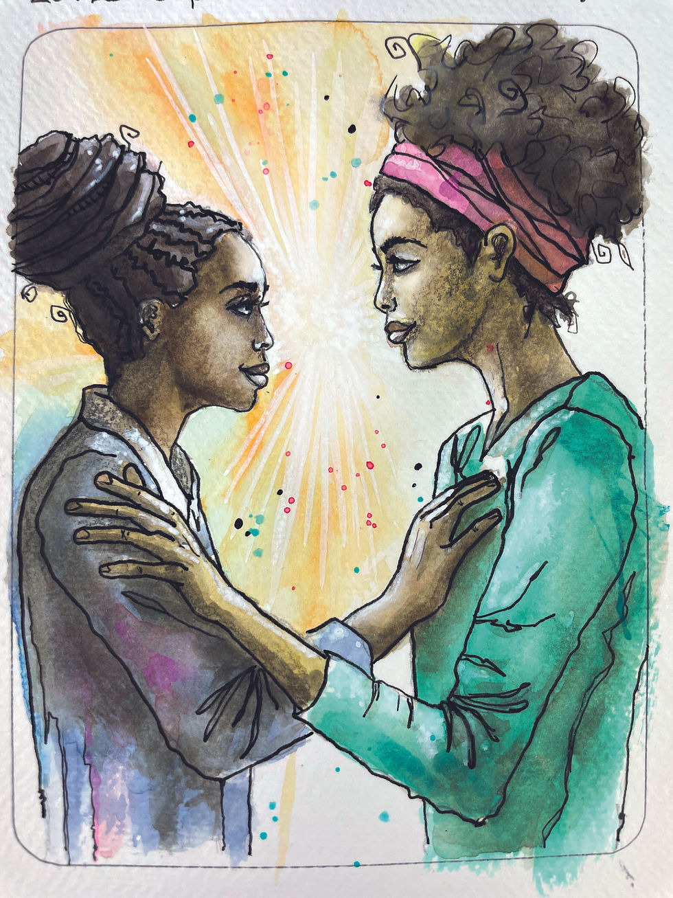 Thumbnail: Aquarelle originale encadrée [15 à 28] - Oracle L'Esprit de l'éveil