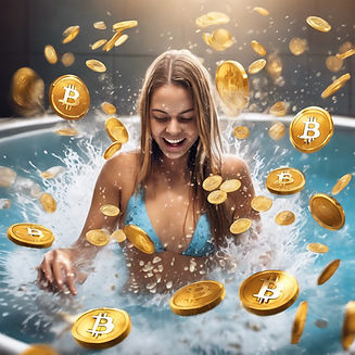 person in spa splashing and toss coins of bitcoin girls.jpg