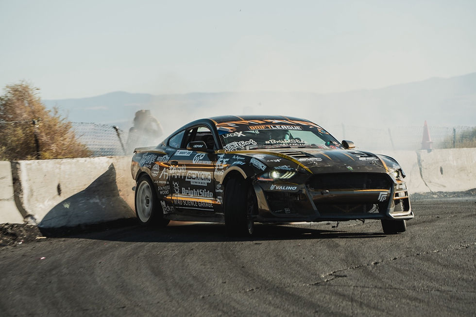 A Ford Mustang competes in The Drift League Round 1, 2024.
