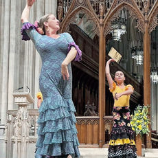 young flamenco dancers with teacher
