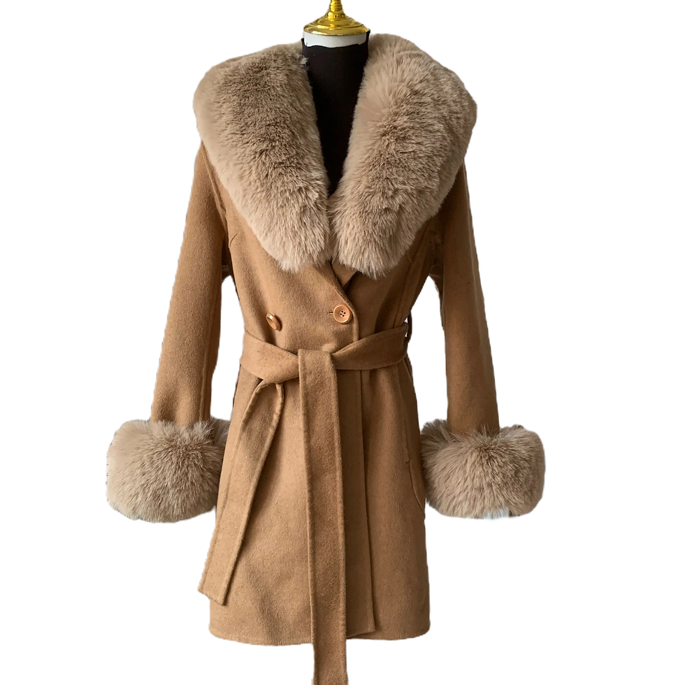 Women's Woollen Coat with Faux Fur