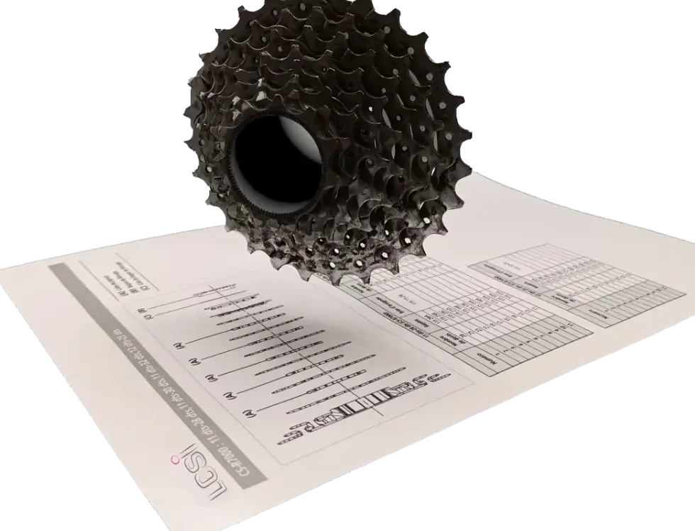Cassette de vélo sur document technique