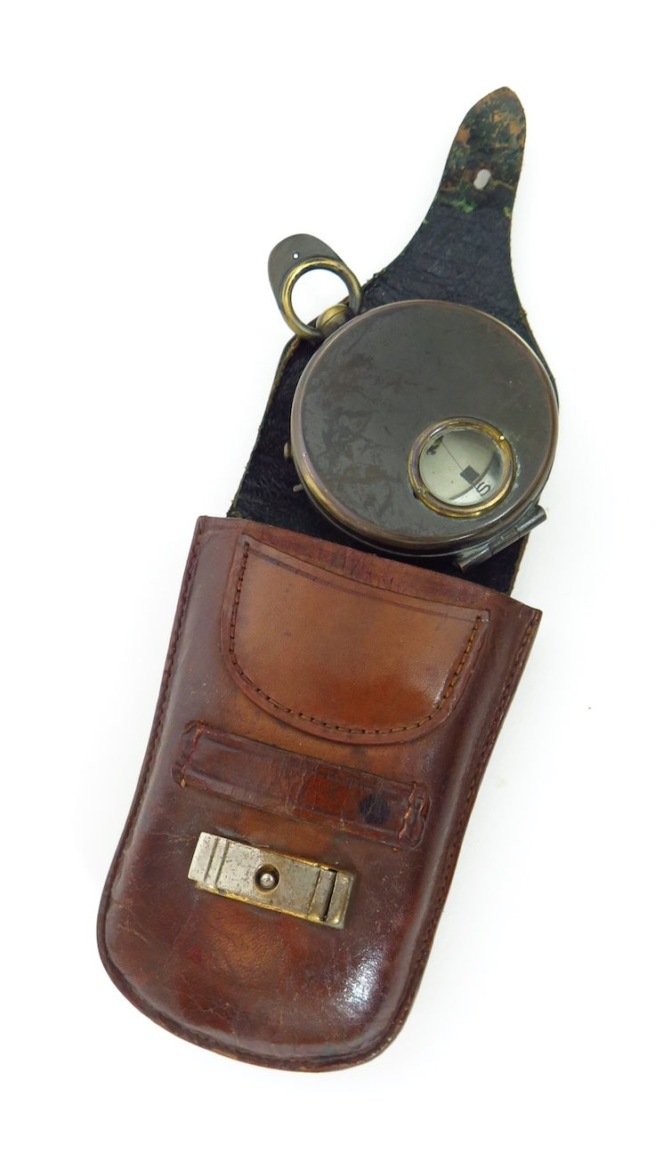 Thumbnail: WW1 British Officer Compass in Leather Pouch
