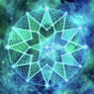 Cosmic Seed of Life Mandala in Aqua