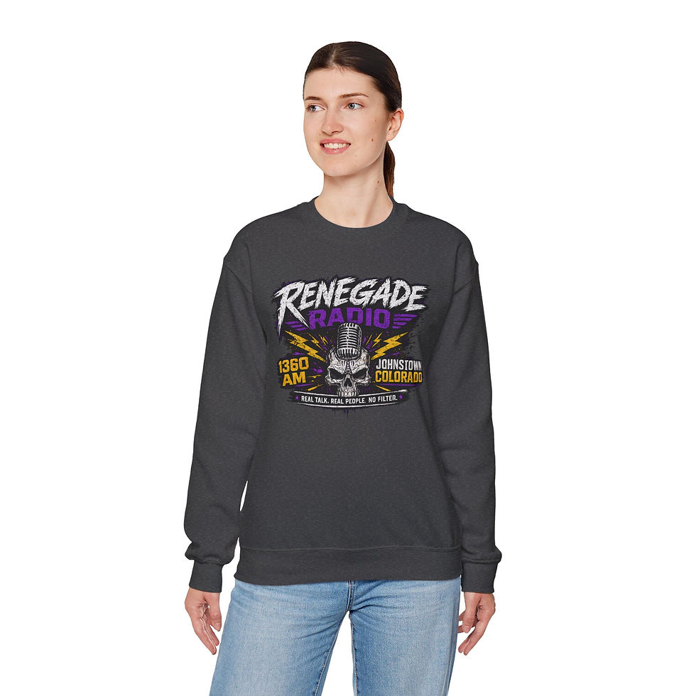 Thumbnail: Renegade Radio Crewneck Sweatshirt — 1360 AM Johnstown Colorado 