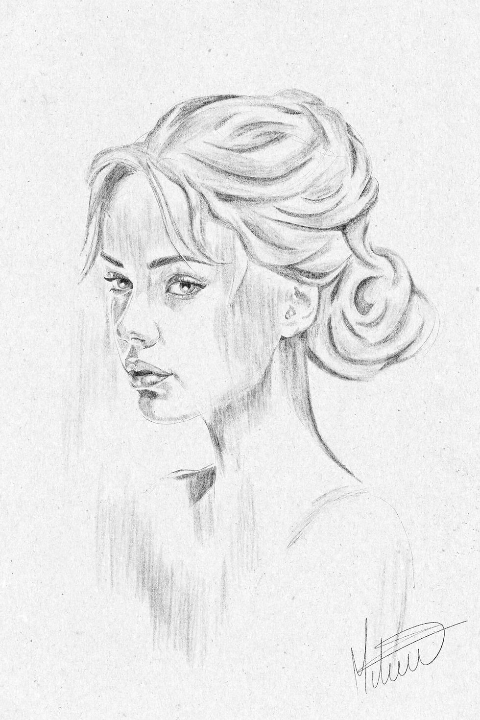 Éthérée, esquisse originale de Mélisss au graphite numérique