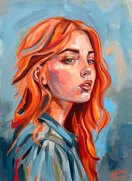 Red is a Mood, portrait contemporain en acrylique sur toile par Mélisss.jpg
