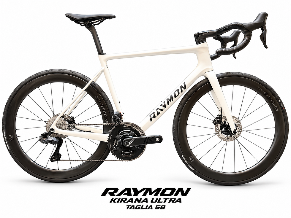 Bici da corsa vista laterale su sfondo bianco — Raymon Kirana Ultra Stealth White