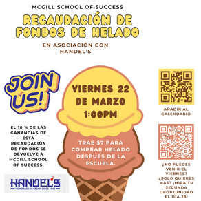 Viernes 22 de marzo: Helado Handel's en el campus - 1:00 p.m.