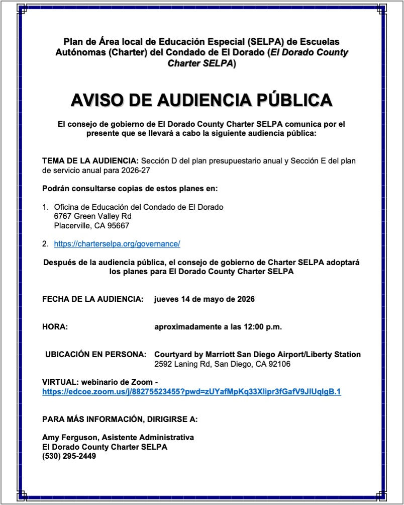Jueves 14 de mayo - Audiencia del Plan SELPA - 12 p.m.