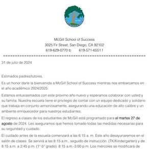 Año escolar 2024-25 de McGill