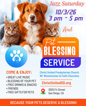 Community Event: Christ United Jazz Saturday and Pet Blessing - Sat Oct 3, 3-5pm