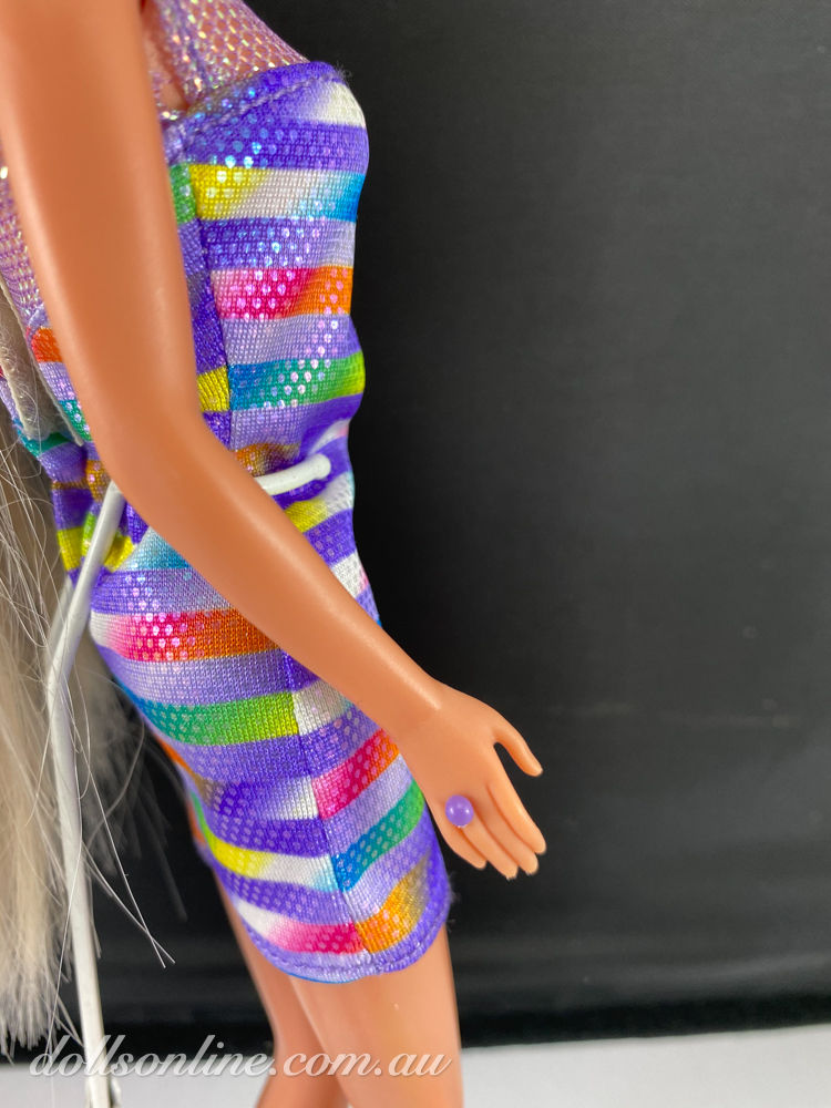 Thumbnail: Bead Blast Barbie blonde in purple dress