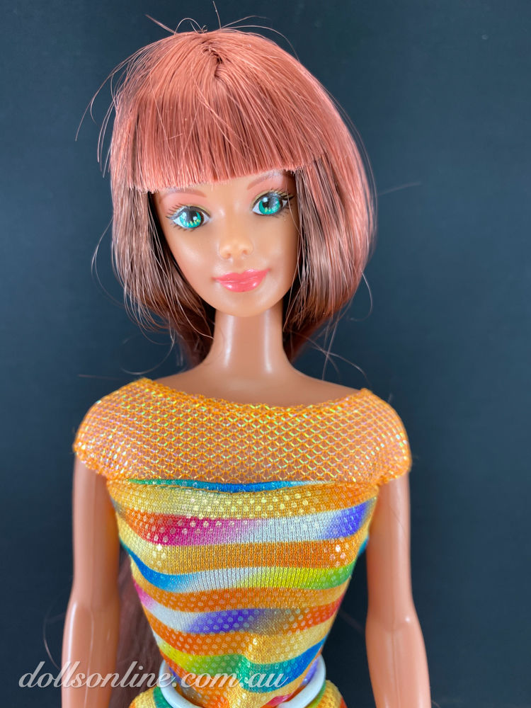 Thumbnail: Bead Blast Barbie redhead in orange dress