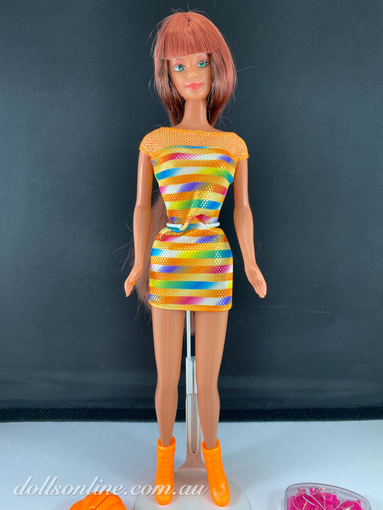 Thumbnail: Bead Blast Barbie redhead in orange dress