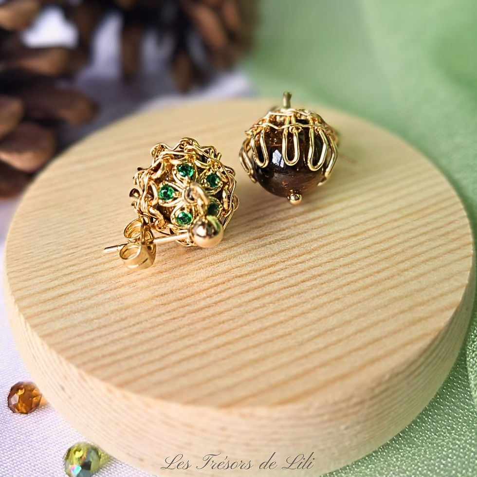 Boucles d'oreilles Oeil de Tigre doré - Artisanat minéral raffiné